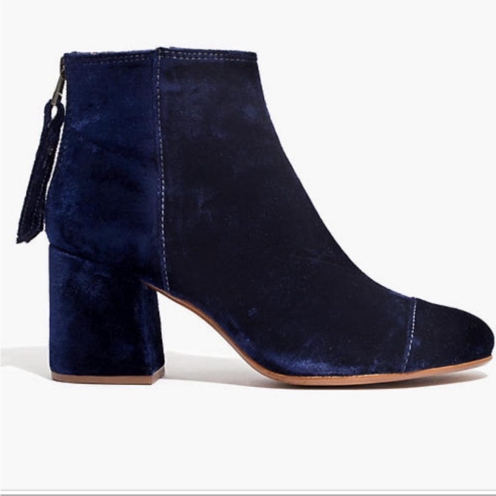Madewell Jillian Midnight Velvet Ankle Booties Sz 8